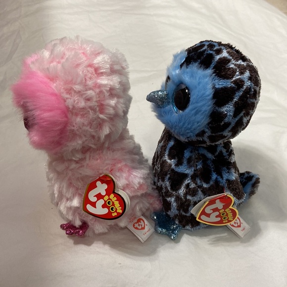 NWT Kid’s Ty Beanie Boos “Twiggy and Yago” Pink and Blue Owls. One size. - Picture 4 of 17